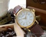 New Patek Philippe Copy Yellow Gold Brown Leather Strap Watch